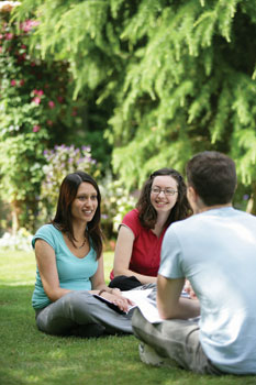 Students talking outside